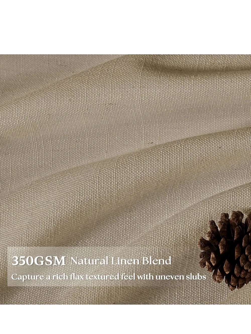 New Open Bag Light Brown Pinch Pleat Semi Sheer Linen Curtains 80 Inch Long